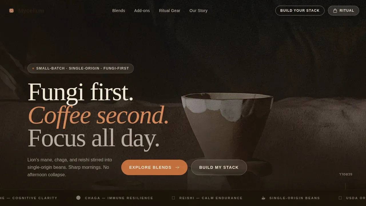 Premium Mushroom Coffee Landing Page Template