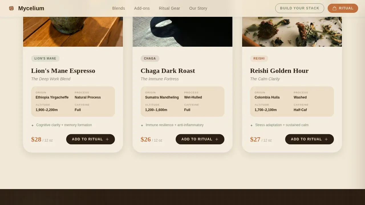 Premium Mushroom Coffee Landing Page Template