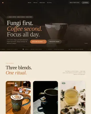 Premium Mushroom Coffee Landing Page Template