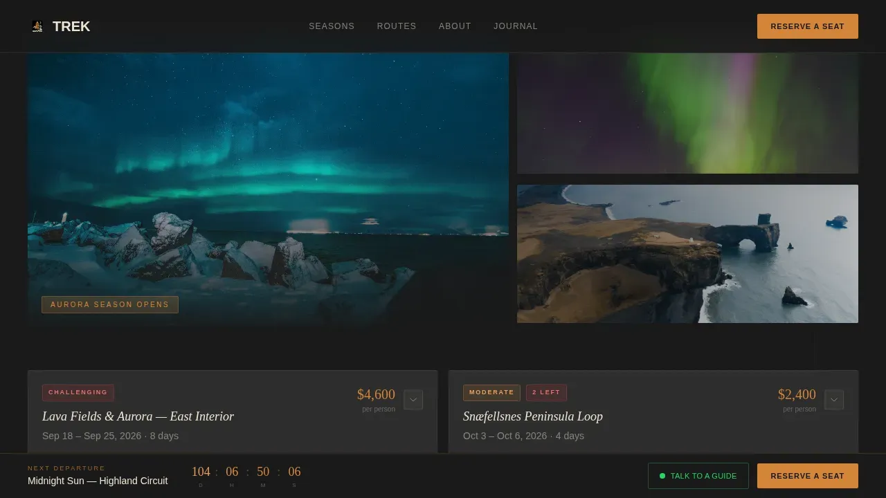 Immersive Nordic Adventures Landing Page Template