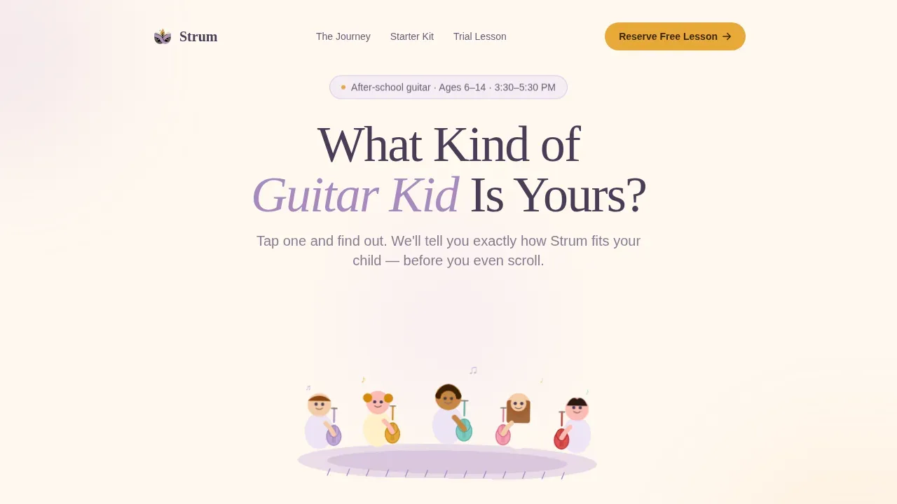 Engaging Youth Music Lessons Landing Page Template