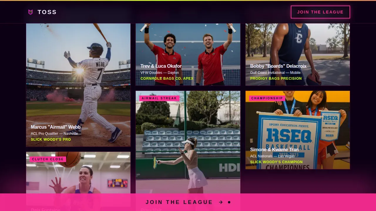 Instant Cornhole League Landing Page Template
