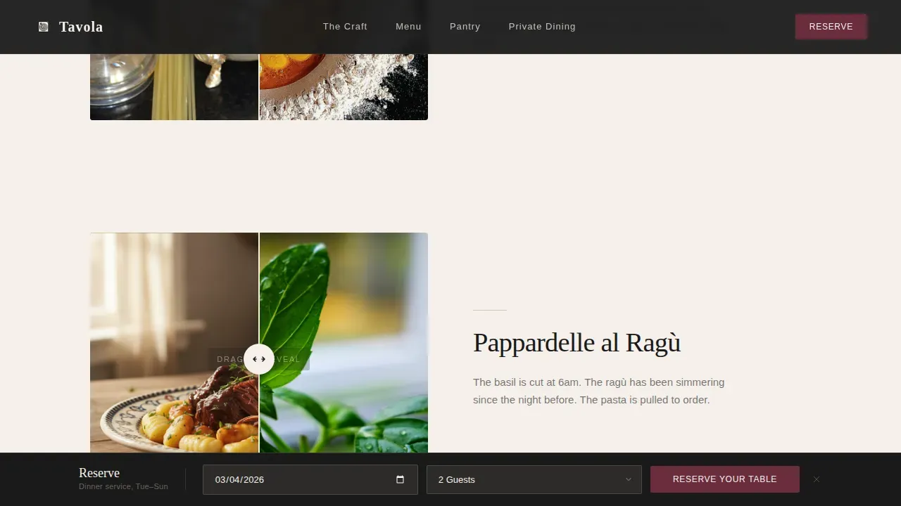 Artisan Italian Dining Landing Page Template