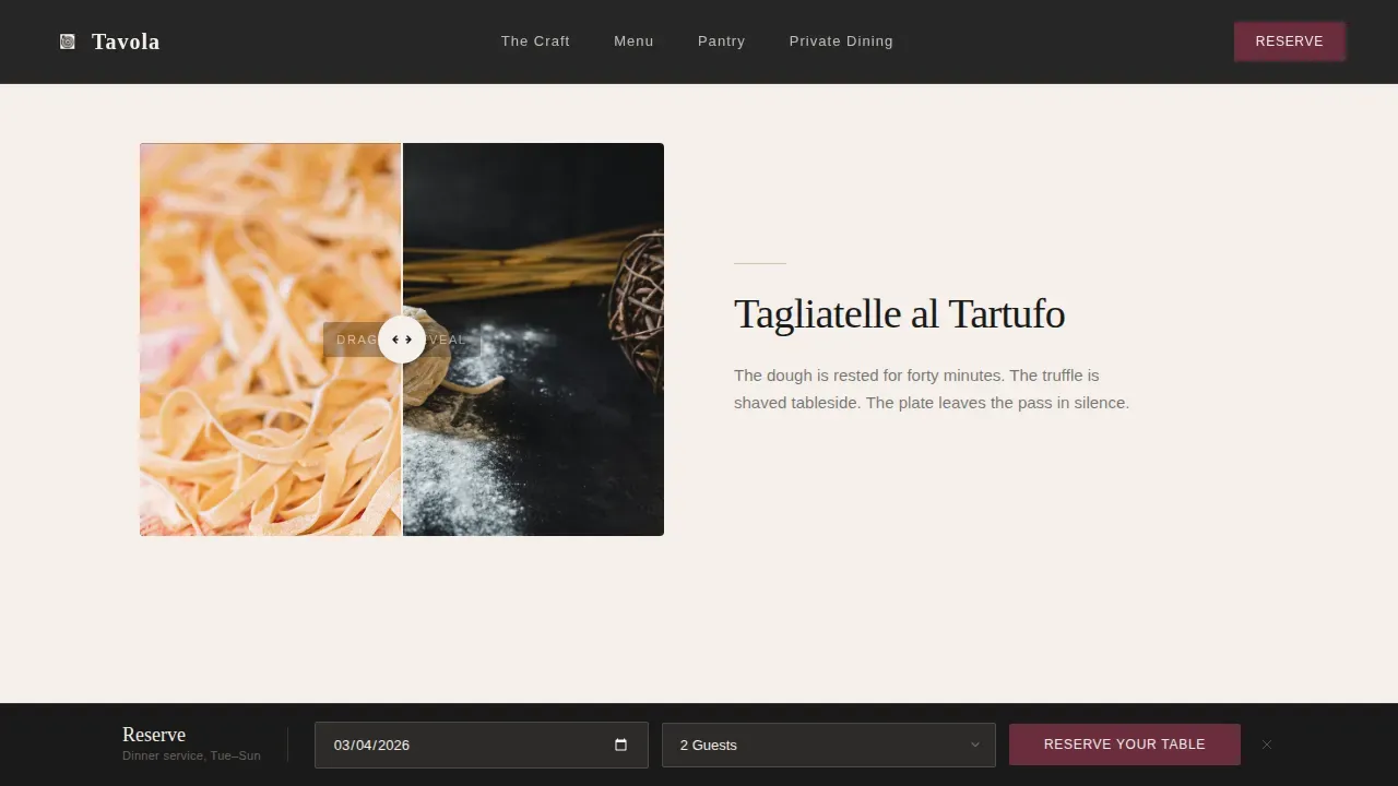 Artisan Italian Dining Landing Page Template