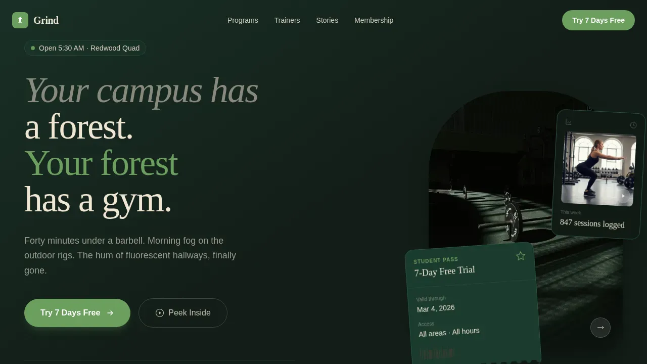University Campus Gym Website Template for Students