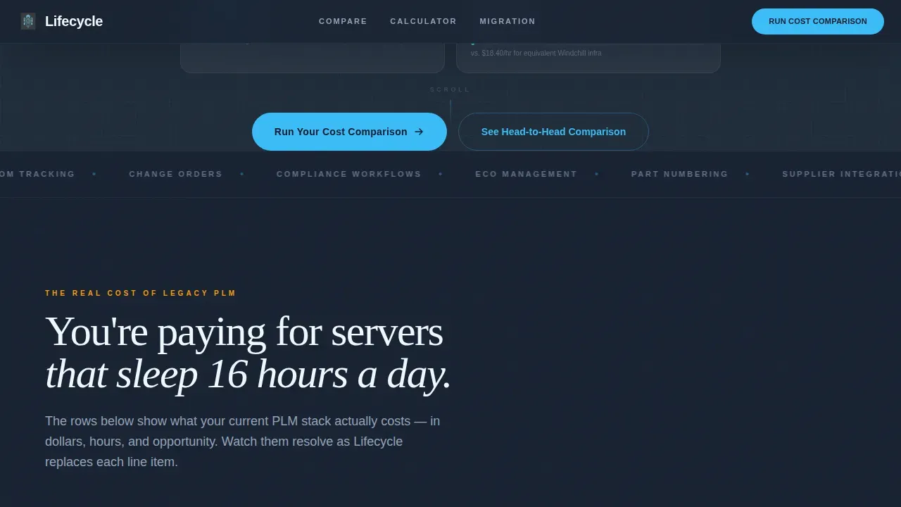 Zero Infrastructure PLM Landing Page Template