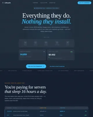 Zero Infrastructure PLM Landing Page Template
