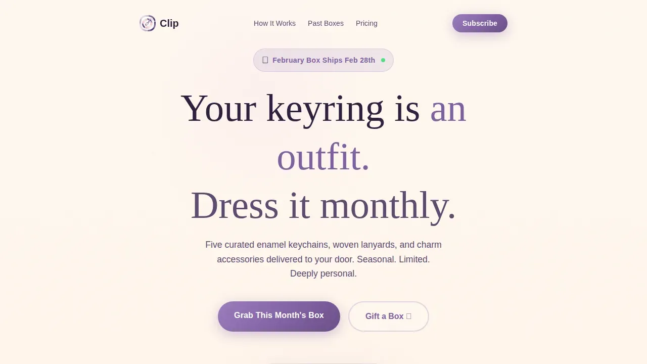 Curated Accessory Subscription Landing Page Template