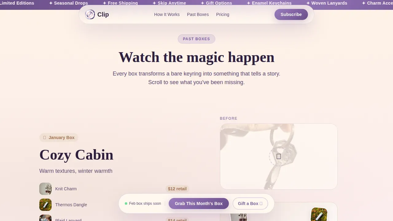 Curated Accessory Subscription Landing Page Template