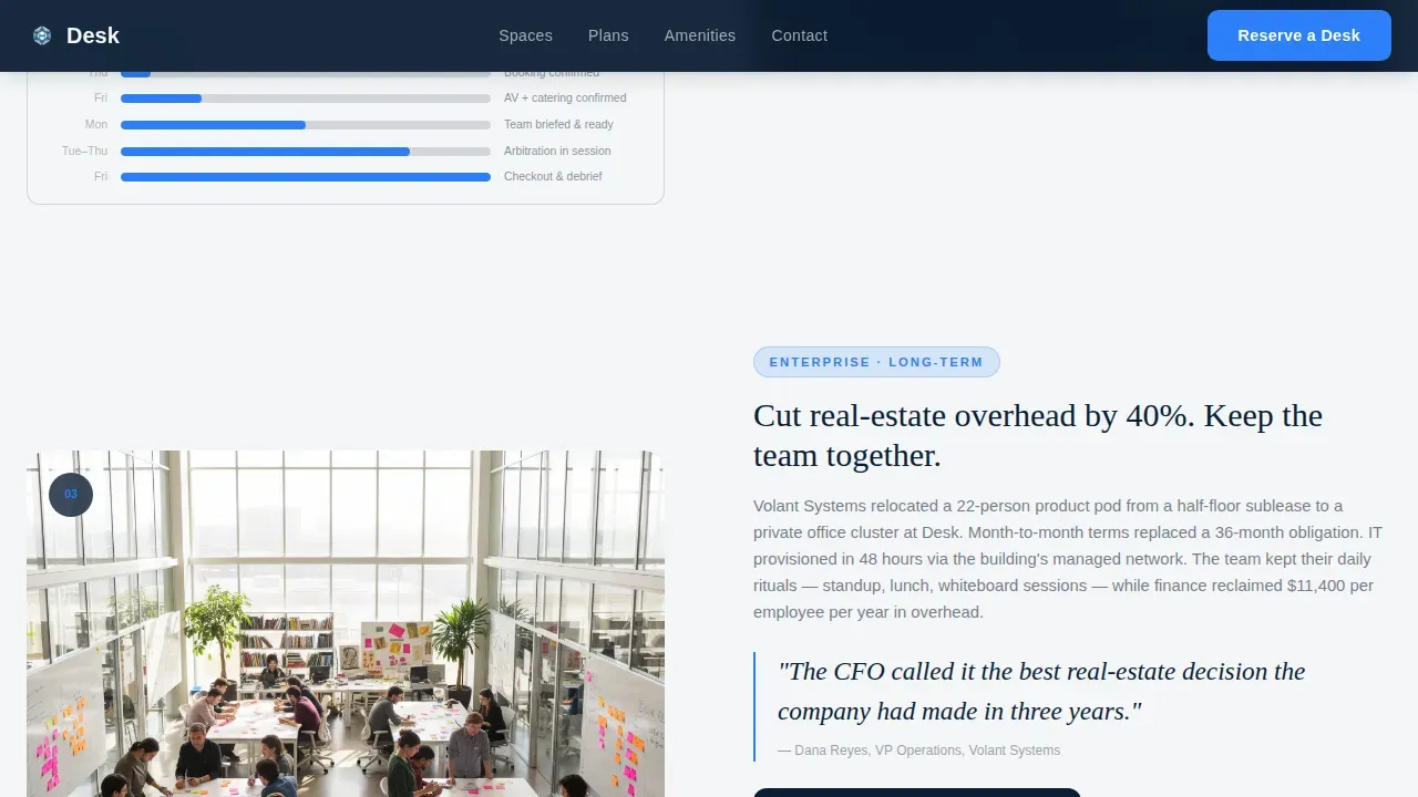 Co-Working & Shared Office Booking Website Template