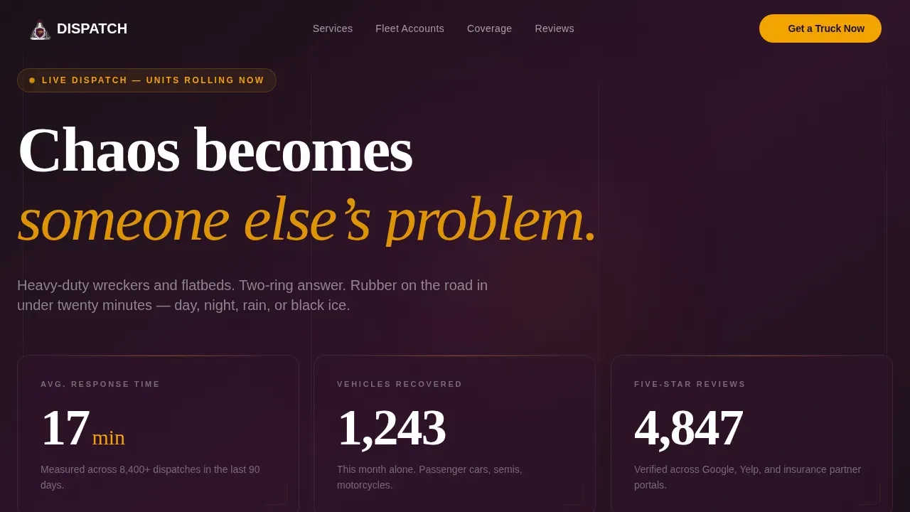 Tow Truck Marketing Professional Website Template
