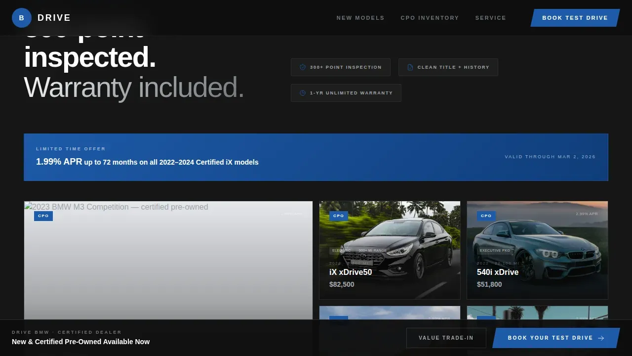 Precision BMW Certified Dealer | Free Website Template | Rocket