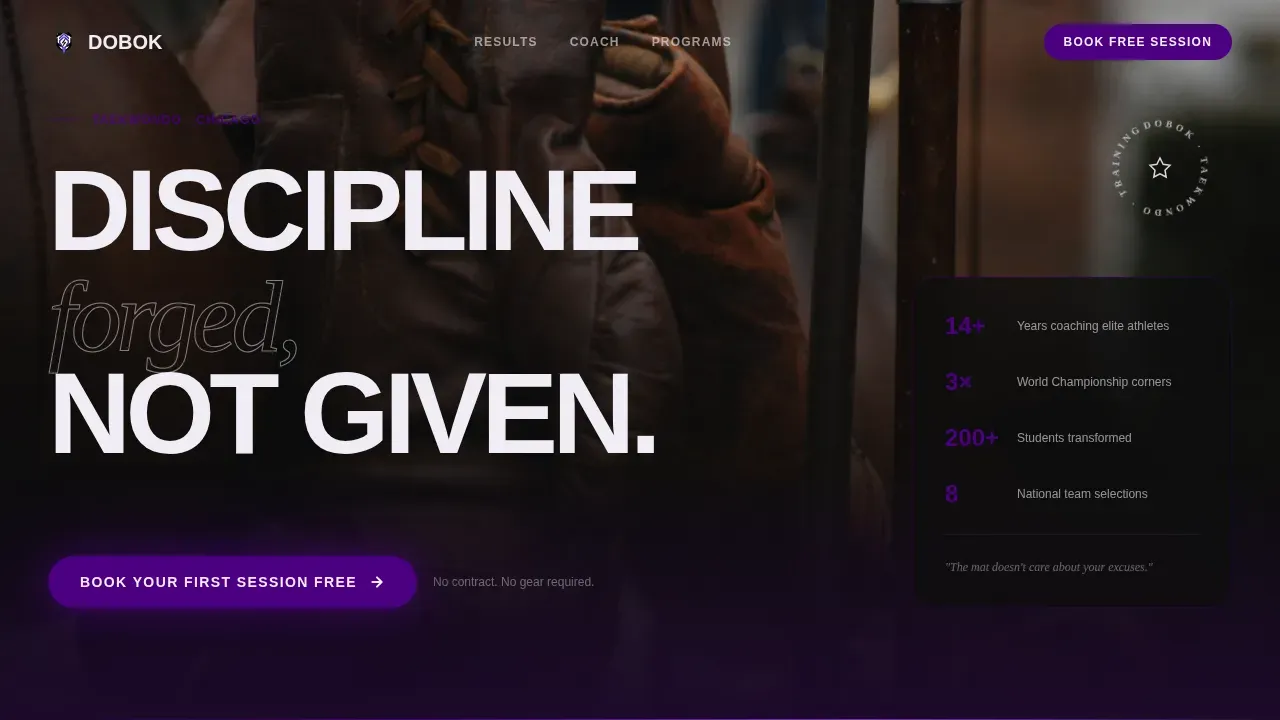 Taekwondo Booking Website Template
