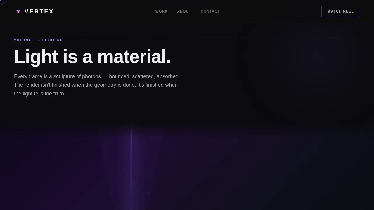 Immersive 3D Artist Video Portfolio Landing Page Template
