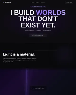 Immersive 3D Artist Video Portfolio Landing Page Template