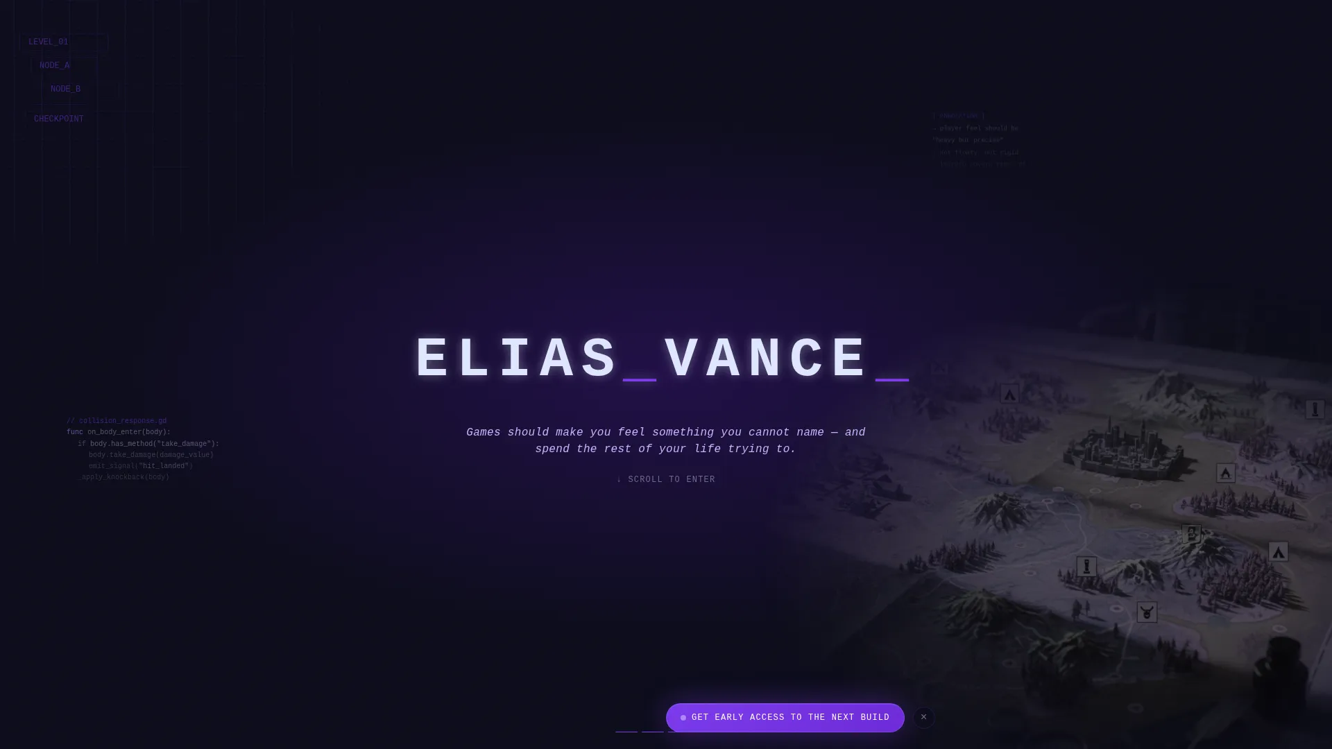 Immersive Game Designer Portfolio Landing Page