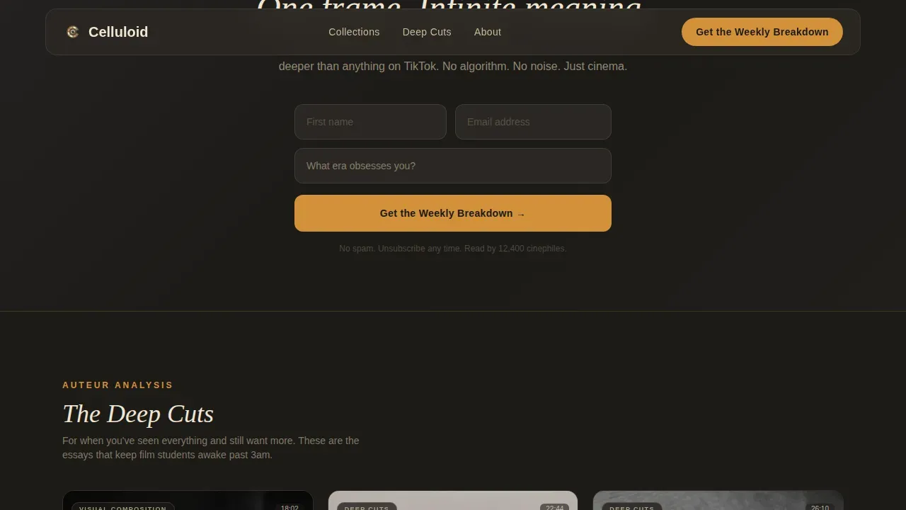 Film & Cinema Analysis Content Professional Website Template