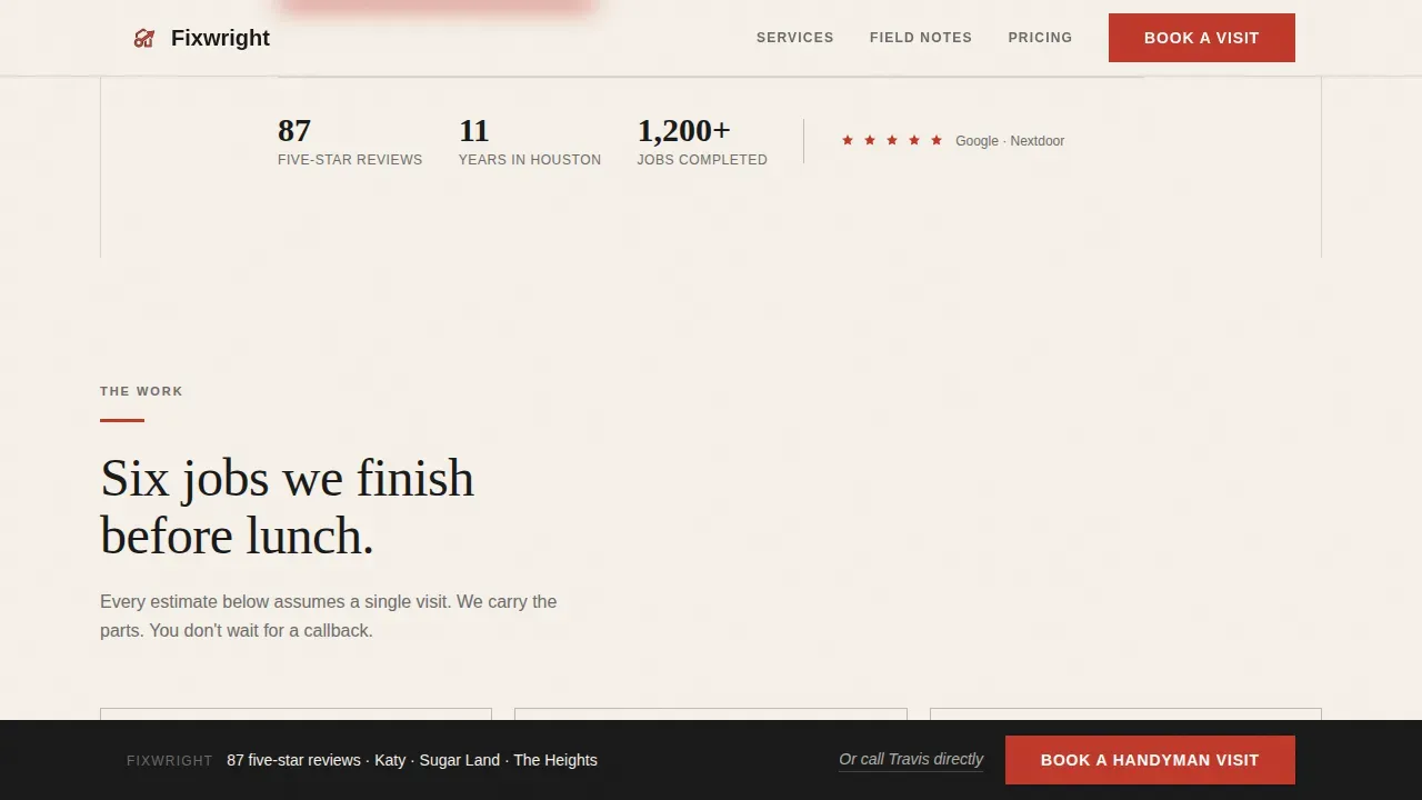 Editorial Handyman Service | Free Website Template | Rocket