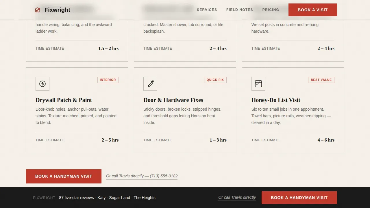 Editorial Handyman Service | Free Website Template | Rocket