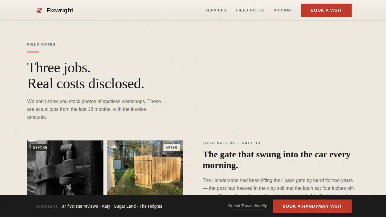 Editorial Handyman Service | Free Website Template | Rocket