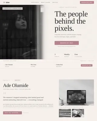 Byline Designer Interview Newsletter Landing Page Template