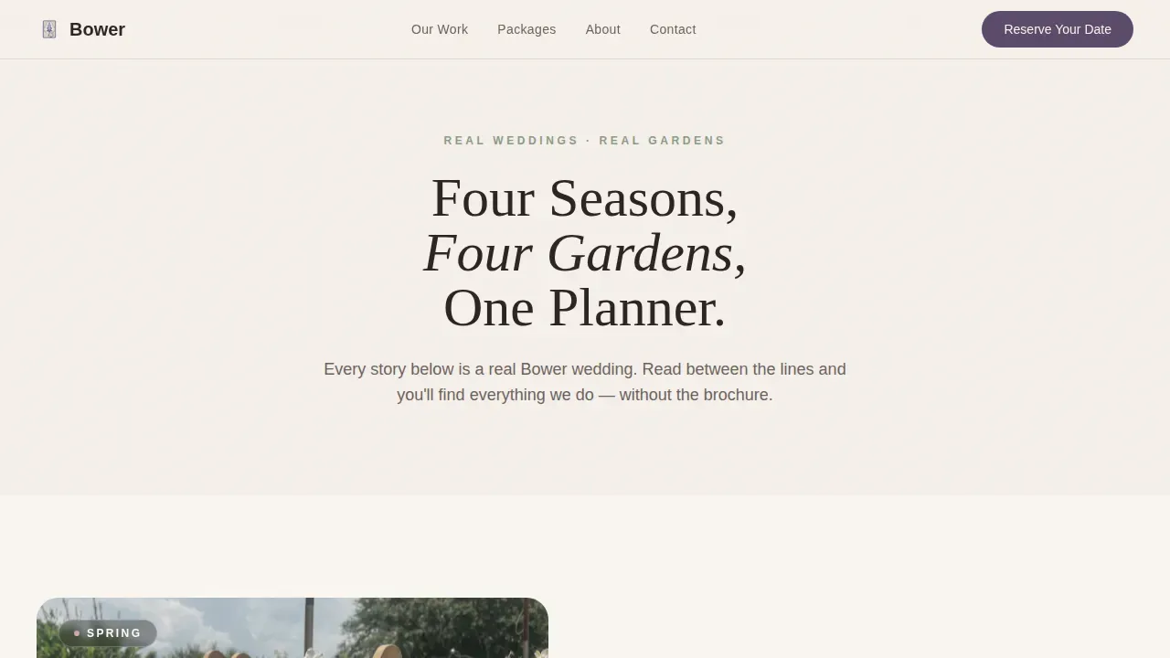 Enchanting Bower Wedding Planner Landing Page Template