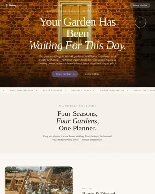 Enchanting Bower Wedding Planner Landing Page Template