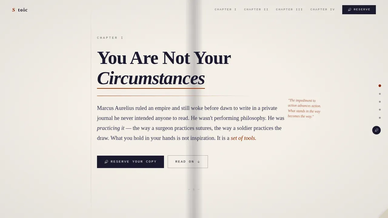 Stoicism Stoic Philosophy Blog Landing Page Template