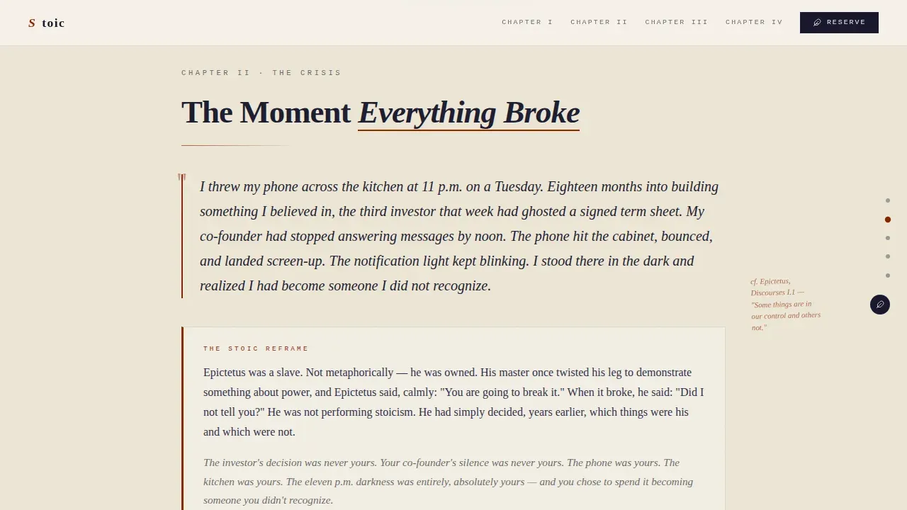 Stoicism Stoic Philosophy Blog Landing Page Template