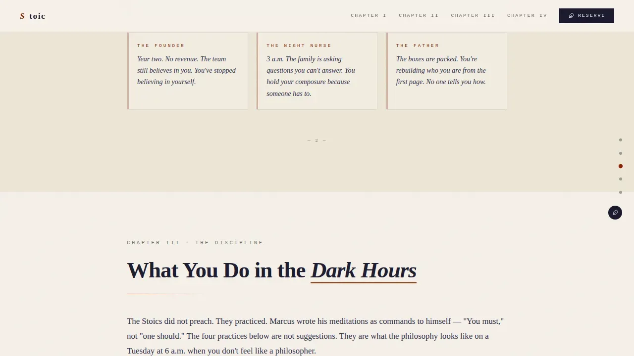 Stoicism Stoic Philosophy Blog Landing Page Template
