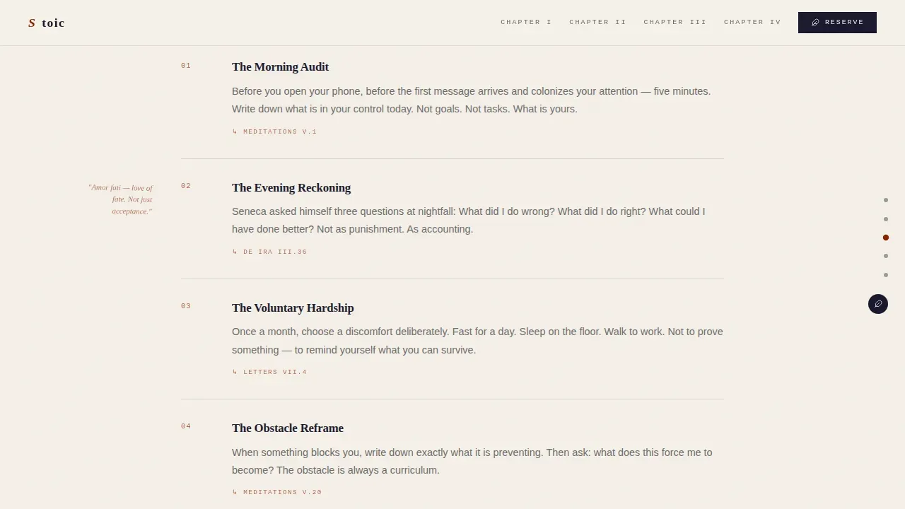 Stoicism Stoic Philosophy Blog Landing Page Template