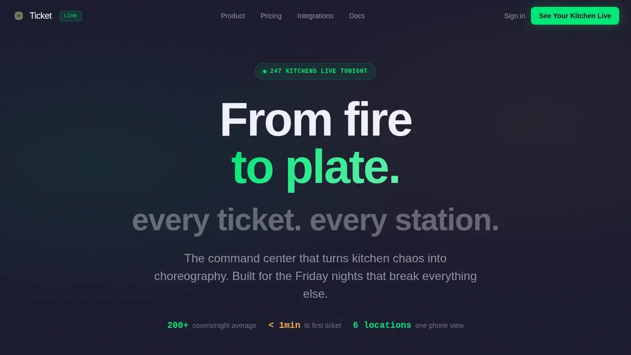 Live Ticket Command Dashboard Landing Page Template