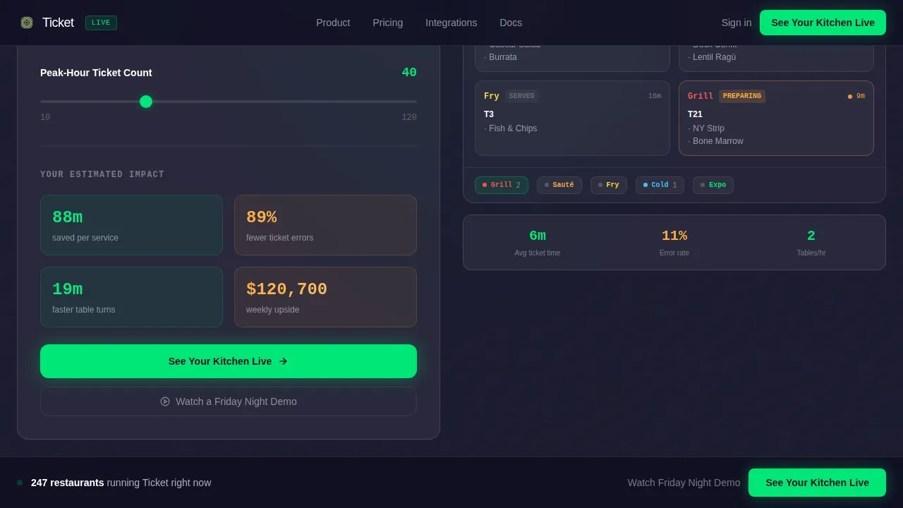 Live Ticket Command Dashboard Landing Page Template