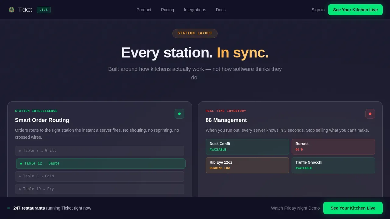 Live Ticket Command Dashboard Landing Page Template