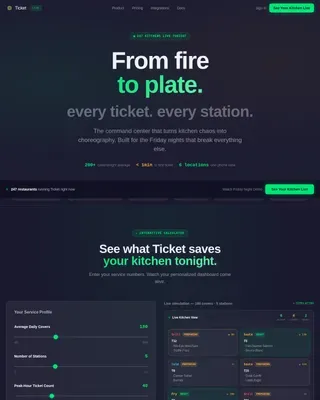 Live Ticket Command Dashboard Landing Page Template