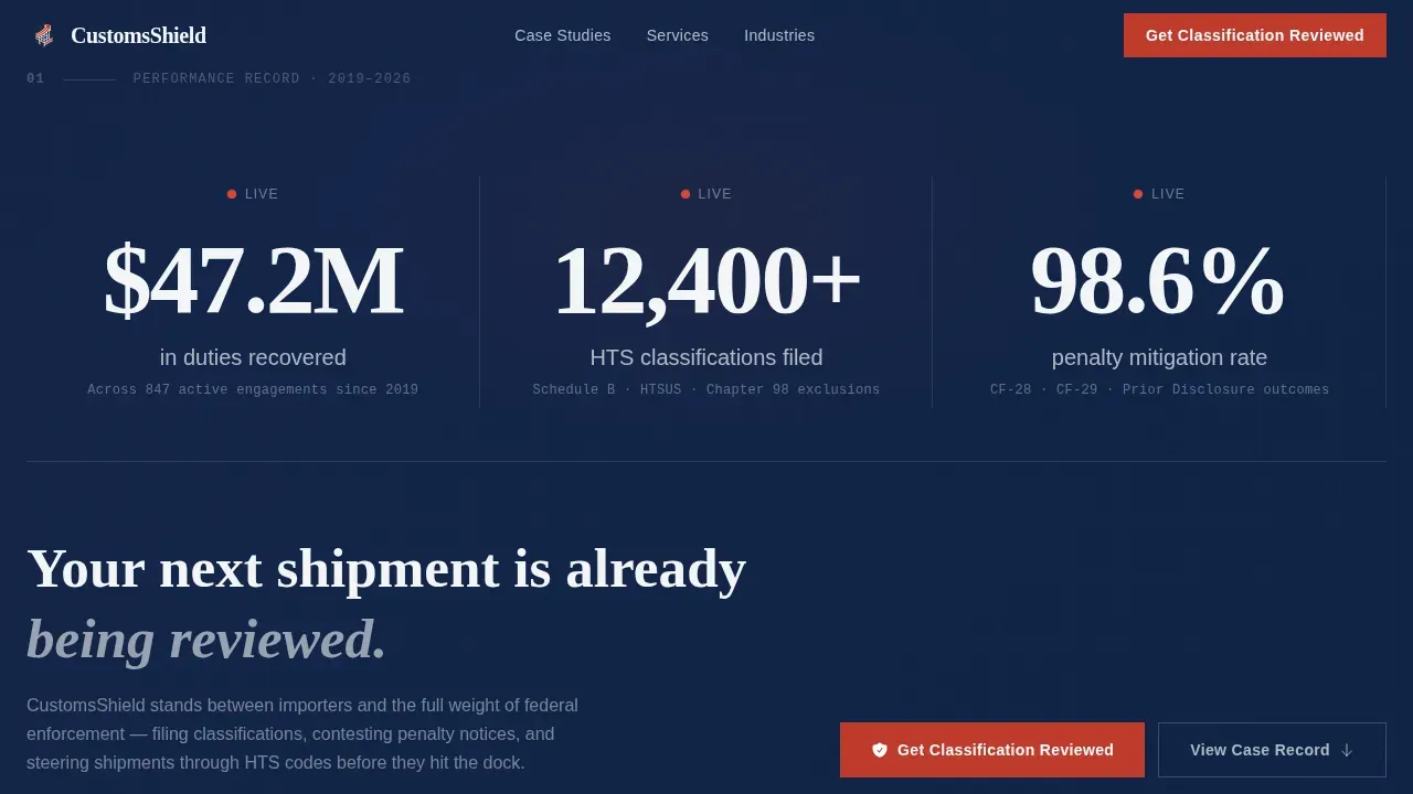 Tariff Customs Compliance Guide Landing Page Template