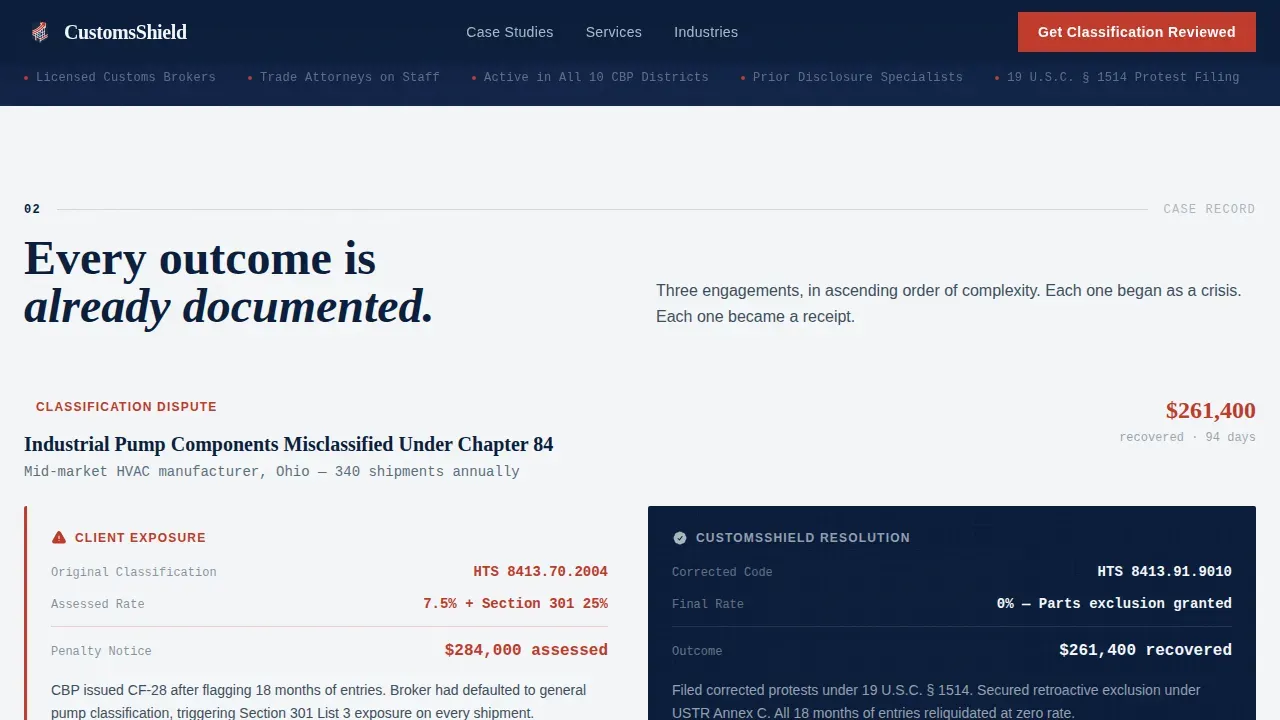 Tariff Customs Compliance Guide Landing Page Template