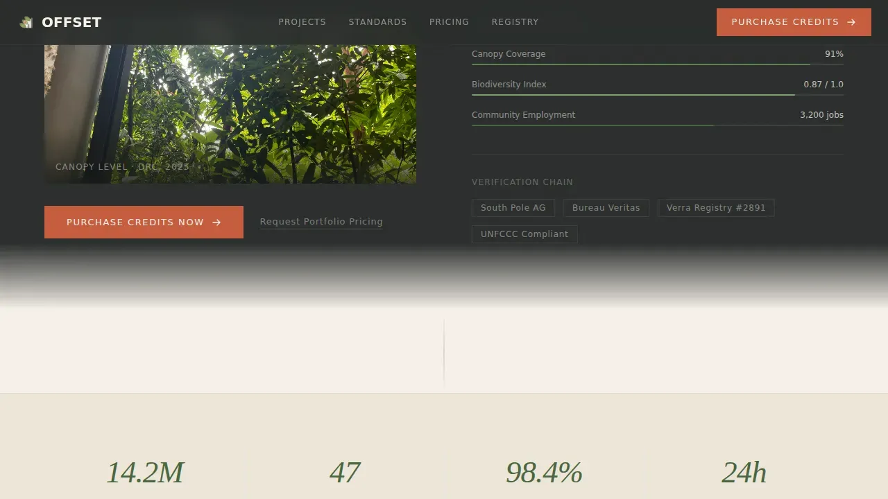Verified Offset Carbon Brokerage Landing Page Template