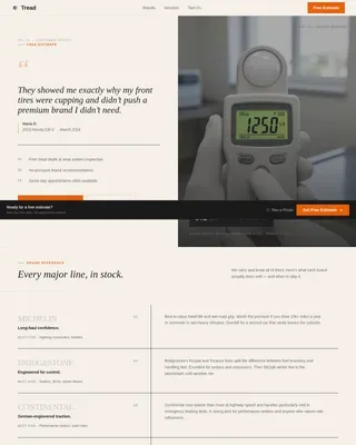 Tread Tire Shop Estimate Landing Page Template