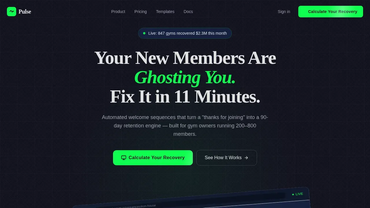 Pulse Fitness Email Automation Landing Page Template