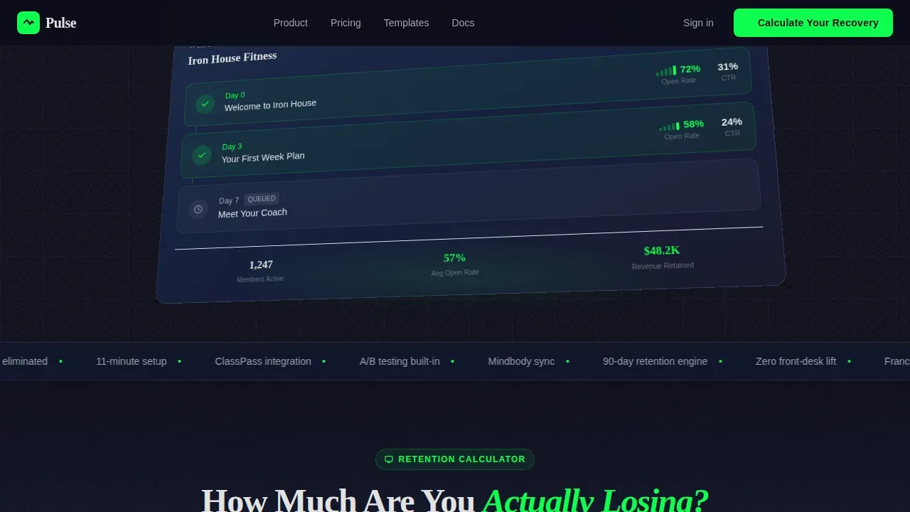 Pulse Fitness Email Automation Landing Page Template