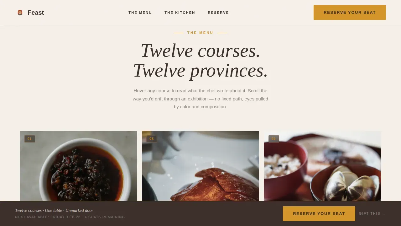 Feast Chinese Cuisine Tasting Landing Page Template
