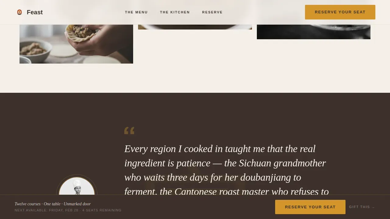 Feast Chinese Cuisine Tasting Landing Page Template