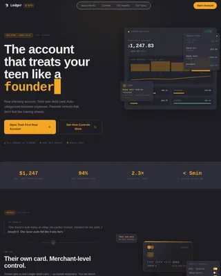 Ledger Teen Finance Dashboard Landing Page Template