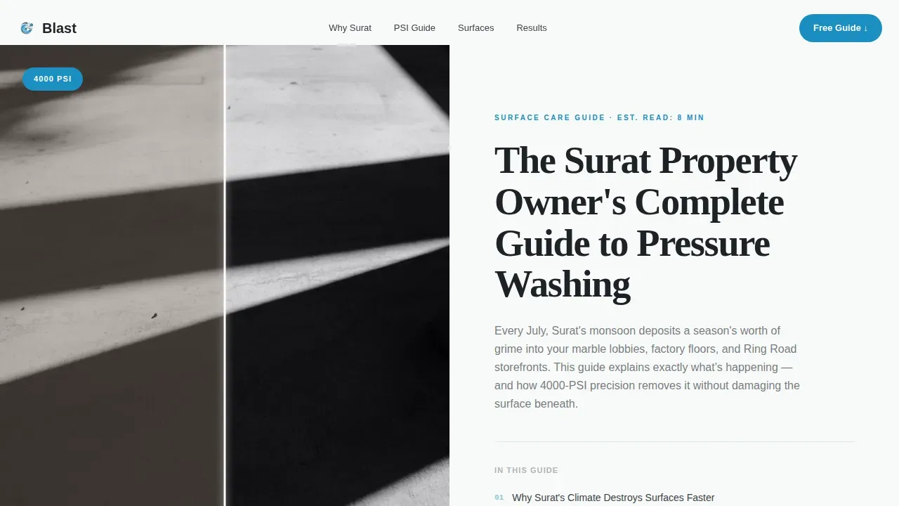 Blast Pressure Washing Guide Landing Page Template
