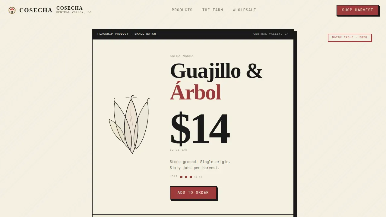 Cosecha Farm Producer Marketing Landing Page Template