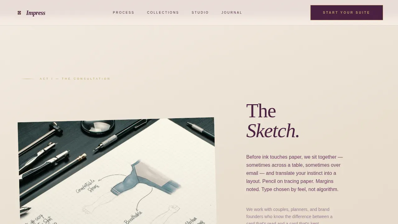 Impress Letterpress Invitation Design Landing Page Template
