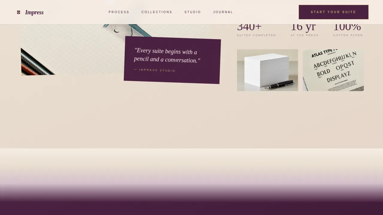 Impress Letterpress Invitation Design Landing Page Template