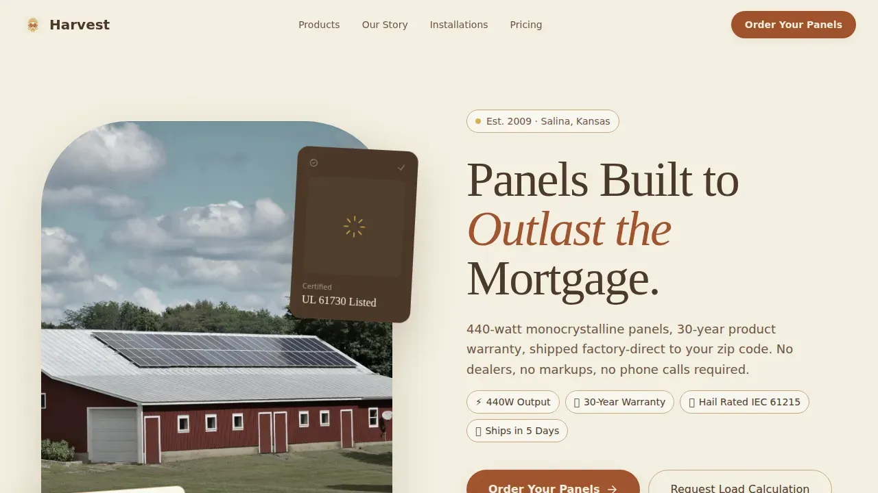 Solar & Wind Energy Pricing Website Template