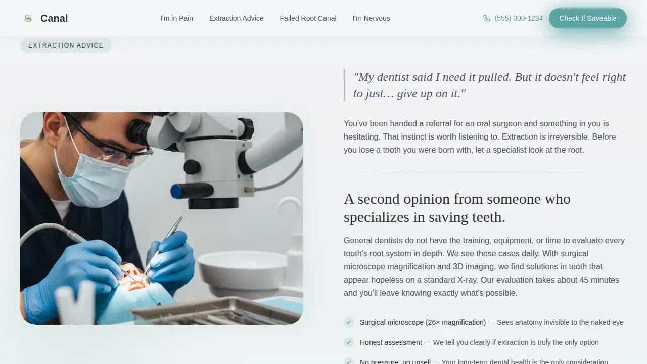 Endodontist Booking Website Template